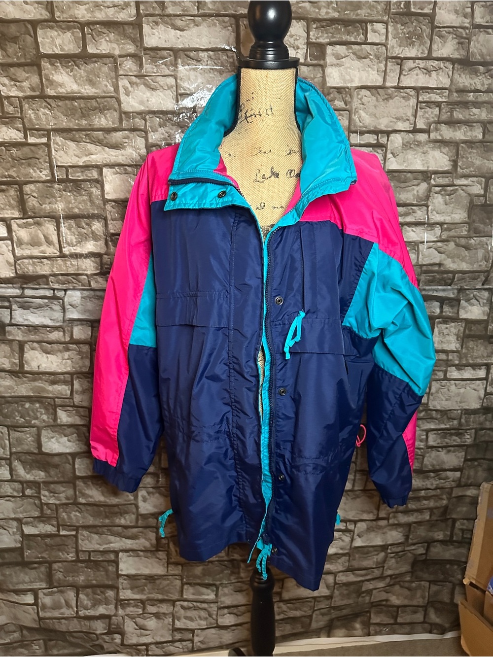 Vintage Cabin Creek Colorblock Windbreaker Raincoat Size Medium